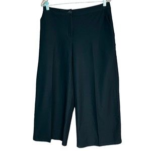Eileen Fisher Wide Leg Black Viscose Pants Women's